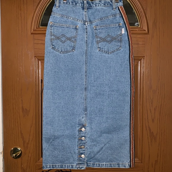 Vintage Deadstock Revolt High-Rise Midi Length Denim Skirt With Button Back - Picture 15 of 16